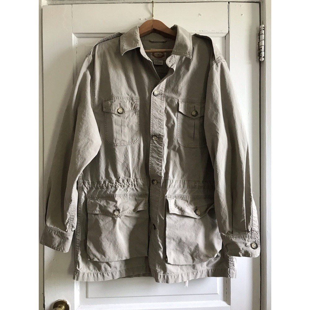 Vtg BANANA REPUBLIC Jacket Canvas Safari Jungle Bush Outback Khaki Tan 1980s XL